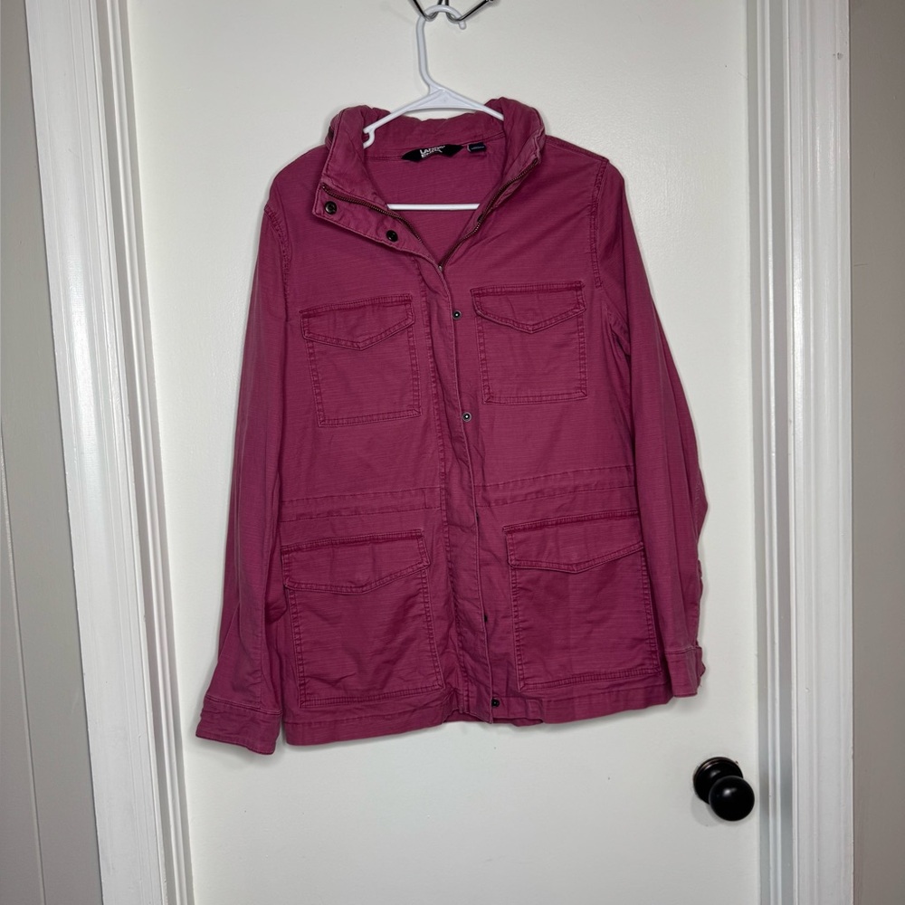 Land’s End Women Mauve Field Hooded Utility Jacket Size Medium